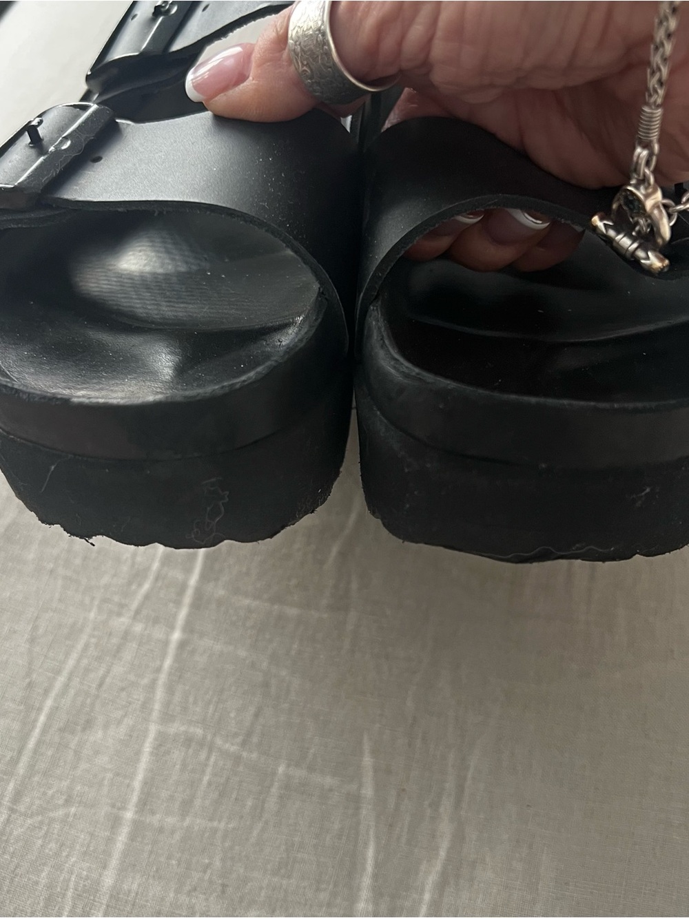Birkenstock Papillio Exquisite Black Leather Double Buckle Platform - Picture 5 of 12